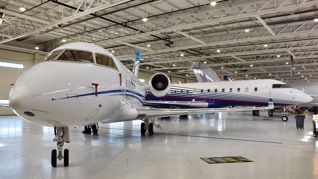 aircraft in hangar