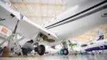 Technician working in Embraer's Sorocaba hangar facilities