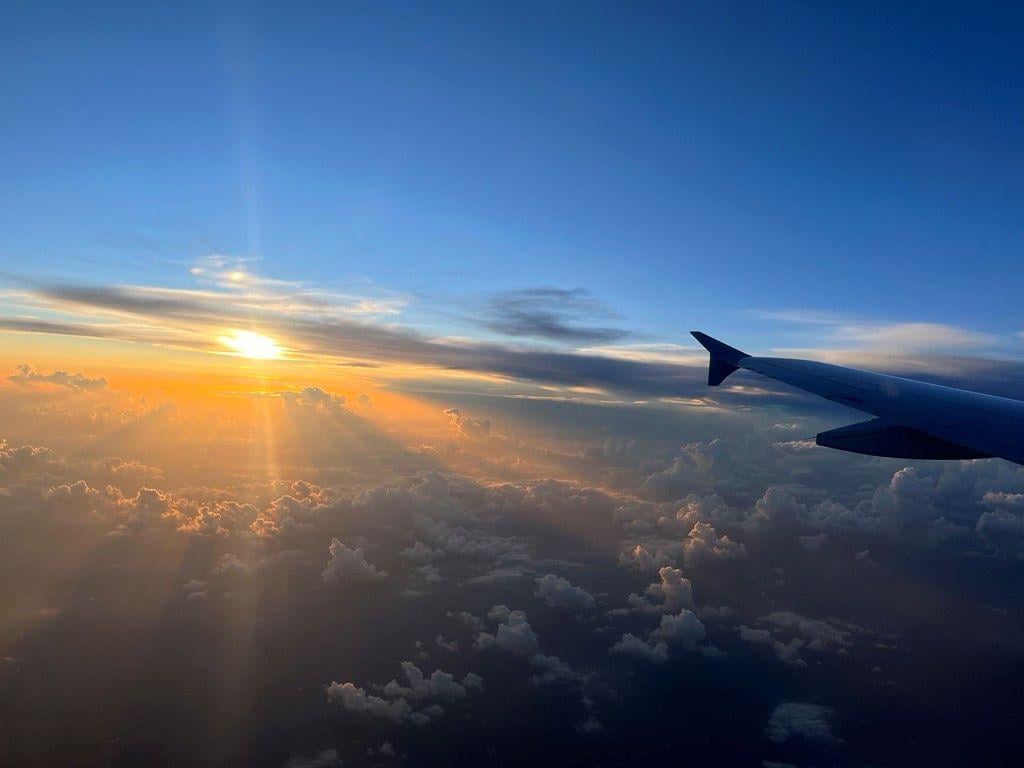 generic aircraft A320 in the sunset