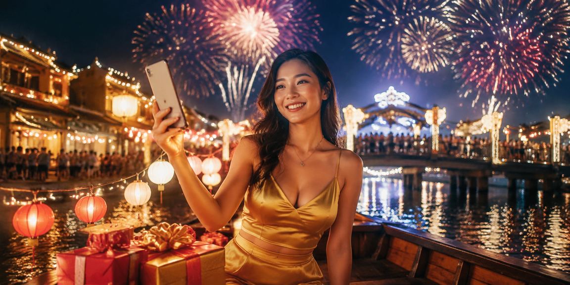 Người dùng đăng nhập casino di động tại phố cổ Hội An